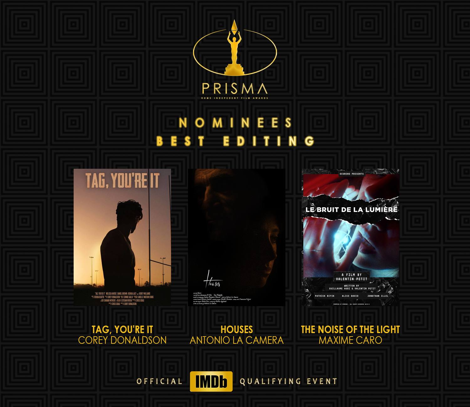 Prisma September 2018 Nominees Rome Prisma Independent Film Awards